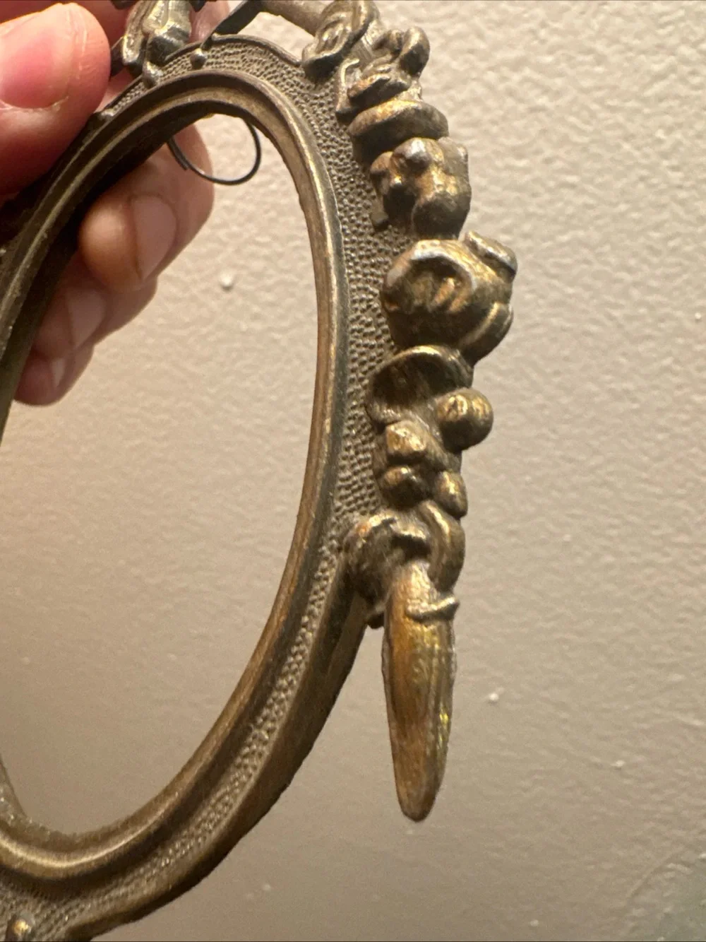pair of vintage Italian ornate brass-plated or pot metal frames